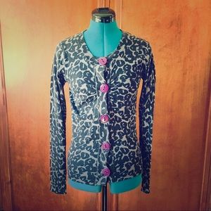 Dark Grey Animal Print Cardigan